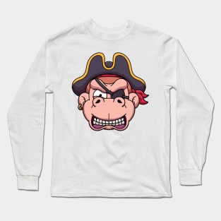 Angry Pirate Monkey Face Long Sleeve T-Shirt